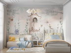 Fairy Tale Tower Wallpaper : Pastel Storybook Kids Mural - View 2