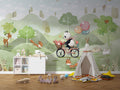 Panda Bicycle Wallpaper : Woodland Friends Kids Mural