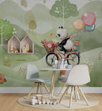 Panda Bicycle Wallpaper : Woodland Friends Kids Mural - View 2