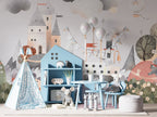 Fairytale Castle Wallpaper : Watercolor Storybook Kids Mural - View 2