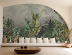 Banana Leaf Wallpaper : Misty Tropical Jungle Mural - View 3