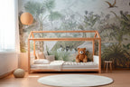 Dinosaur Wallpaper : Sketched Prehistoric Jungle Kids Mural - View 5