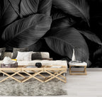 Black Rubber Plant Wallpaper : Dark Leaf Mural
