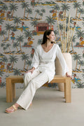 Hawaiian Hula Wallpaper : Retro Dancers and Palms Pattern