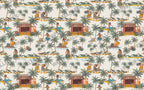 Hawaiian Hula Wallpaper : Retro Dancers and Palms Pattern - View 2