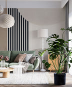 Beige Stripe Wallpaper : Black and White Geometric Mural