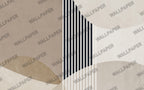 Beige Stripe Wallpaper : Black and White Geometric Mural - View 2