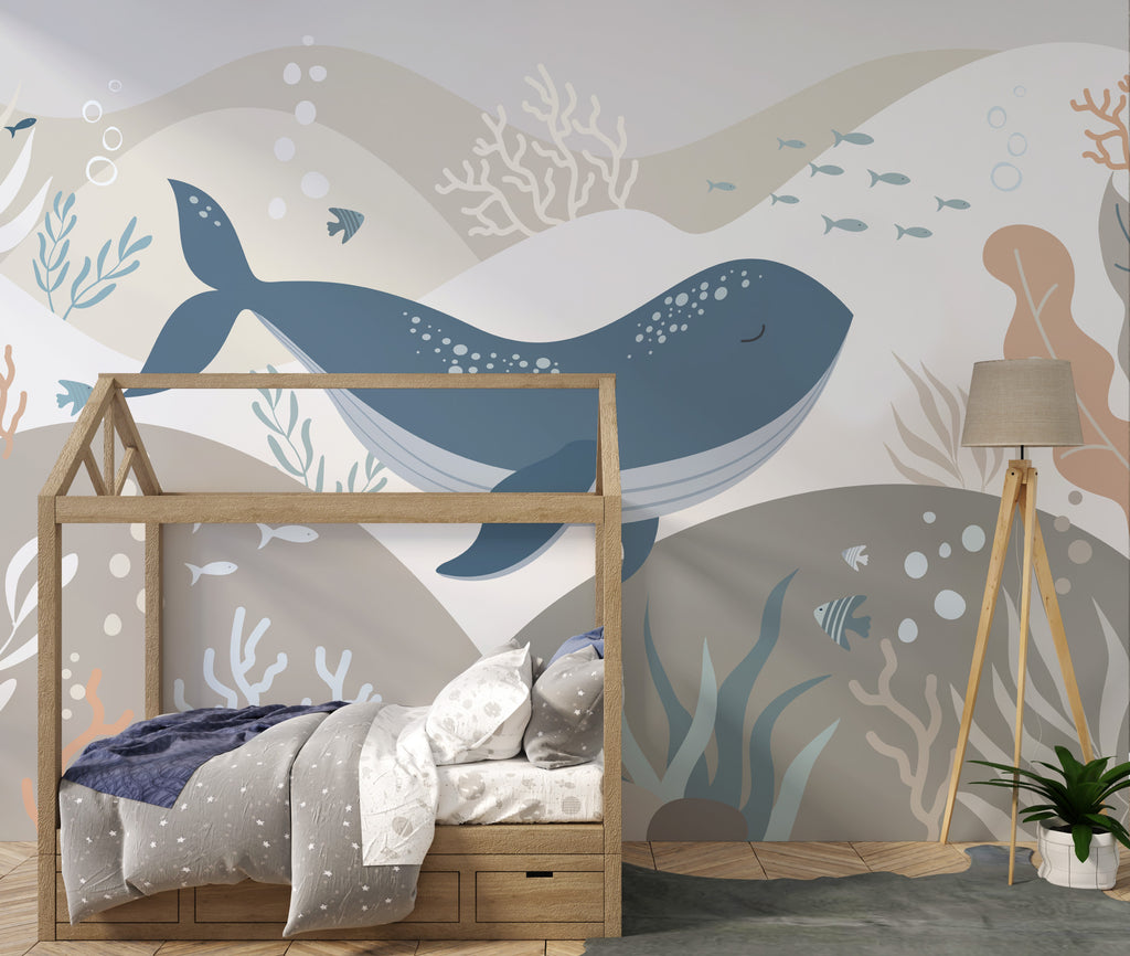 Whale Wallpaper : Under the Sea Kids Mural - View 2