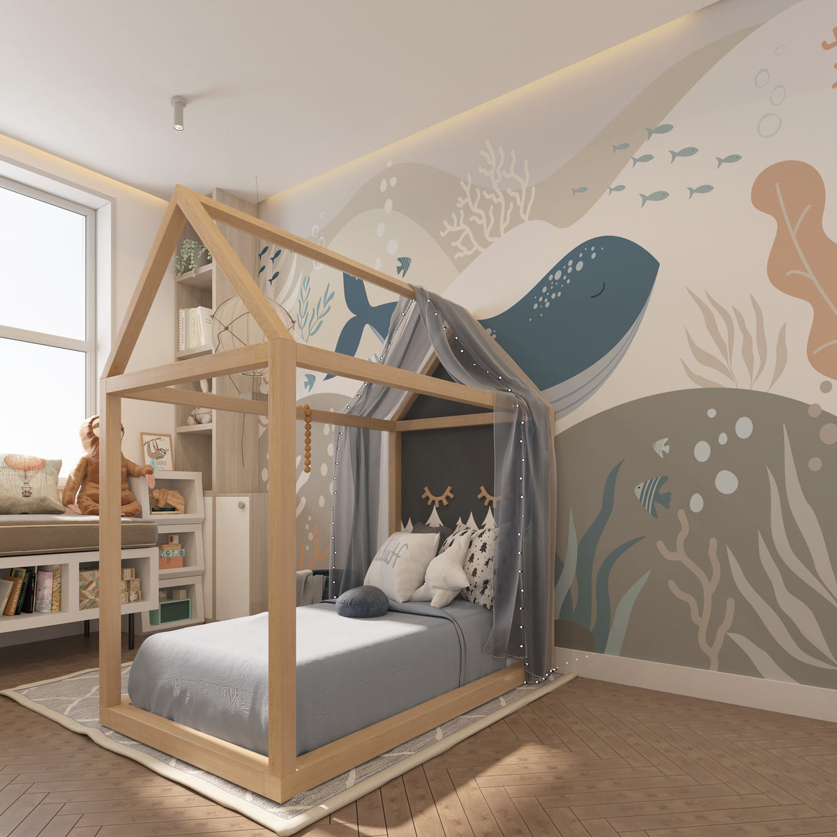 Whale Wallpaper : Under the Sea Kids Mural - View 3