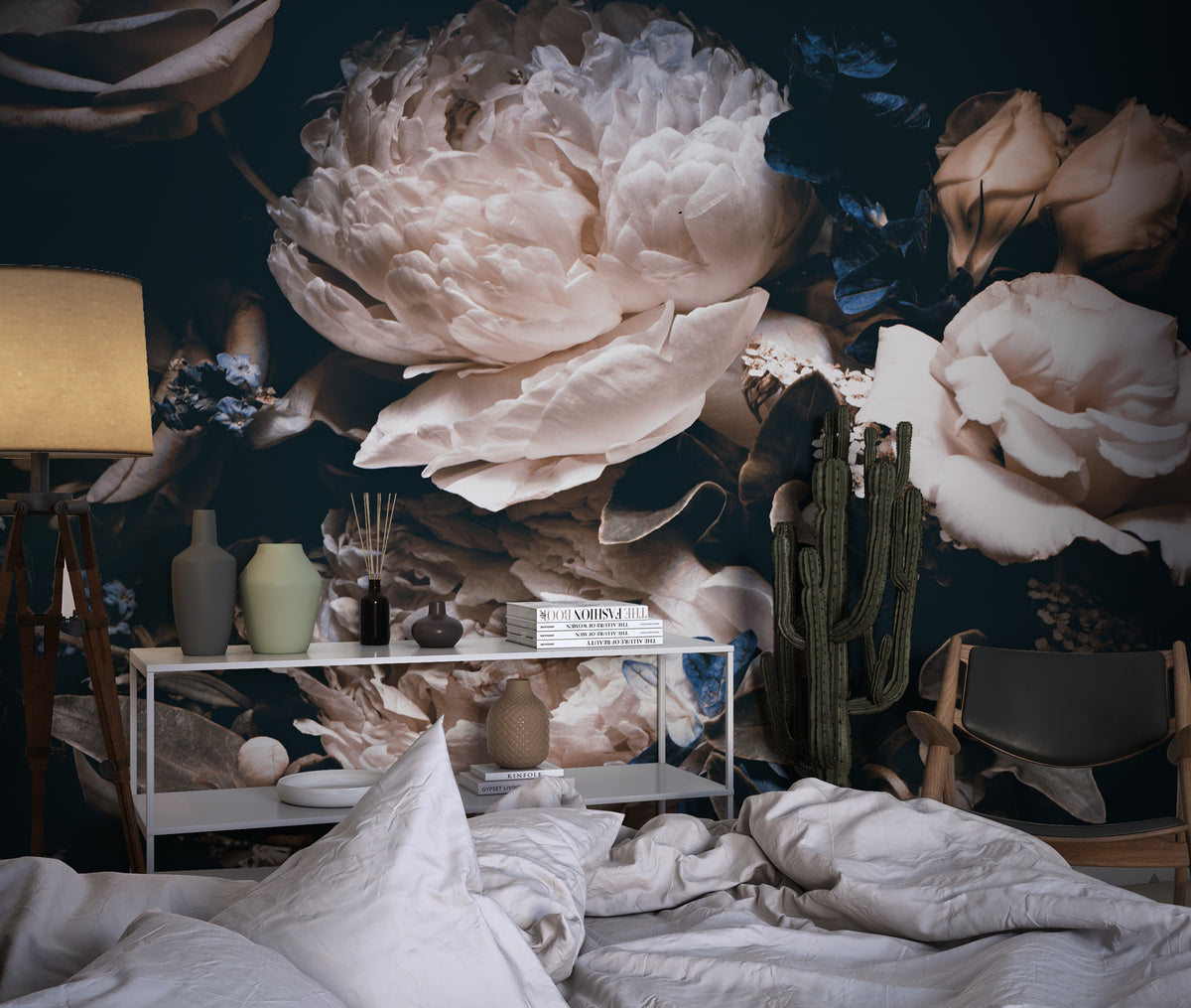 Black Peony Wallpaper : Dark Roses Floral Mural - View 5