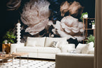 Black Peony Wallpaper : Dark Roses Floral Mural - View 3