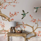 Sakura Branch Wallpaper : Japanese Cherry Blossom and Birds Mural - View 3