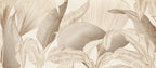 Beige Line Leaf Wallpaper : Large Botanical Sketch Mural - flat design