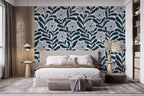 Navy Floral Vine Wallpaper : Lavender Flower Pattern Mural - View 3