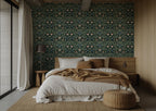 Forest Green Arts and Crafts Wallpaper : Blush Thistle Damask - View 4