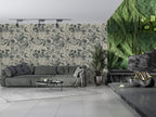 Grey Swirl Damask Wallpaper : Vintage Scroll Pattern Mural - View 4