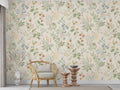 Cream Botanical Wallpaper : Small Wildflower Pattern Mural