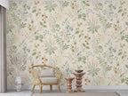 Cream Botanical Wallpaper : Small Wildflower Pattern Mural