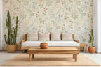Cream Botanical Wallpaper : Small Wildflower Pattern Mural - View 3