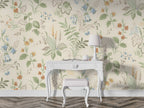 Cream Botanical Wallpaper : Small Wildflower Pattern Mural - View 5
