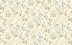 Cream Botanical Wallpaper : Small Wildflower Pattern Mural - flat design