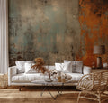 Rust and Teal Concrete Wallpaper : Industrial Distressed Wall Mural