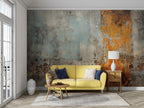 Rust and Teal Concrete Wallpaper : Industrial Distressed Wall Mural - View 2