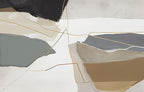 Abstract Shapes Wallpaper : Grey and Taupe Gold Line Mural - flat design