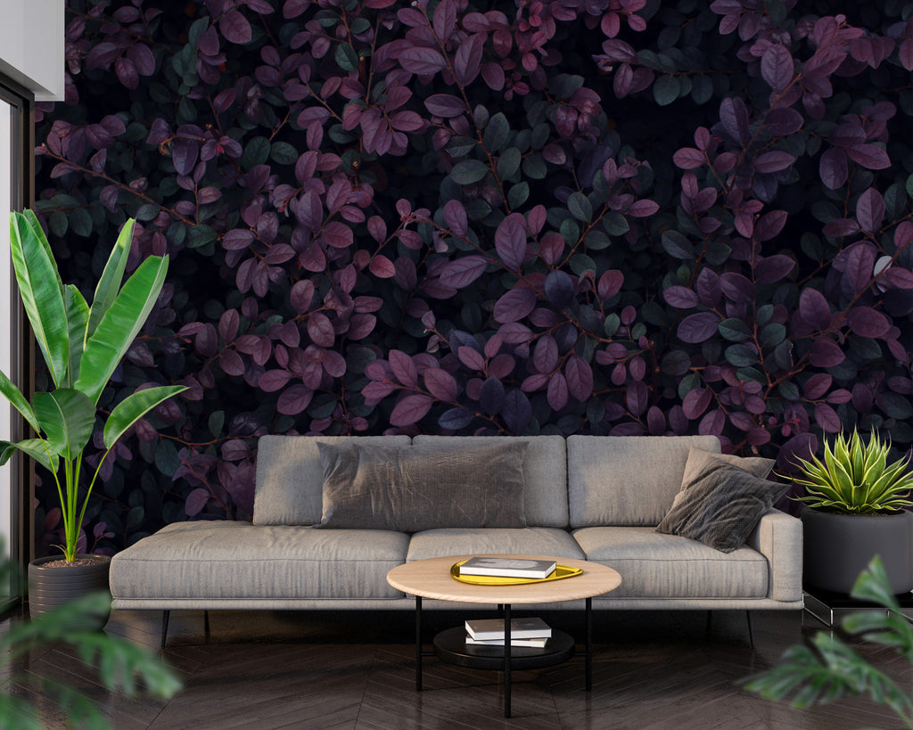 Dark Purple Foliage Wallpaper : Dense Leaf Wall Mural