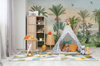 Jungle Animals Panorama Wallpaper : Palm Trees and Giraffe Mural - View 3