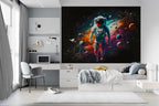 Astronaut Wallpaper : Colorful Galaxy and Planets Mural - View 2
