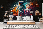 Astronaut Wallpaper : Colorful Galaxy and Planets Mural