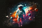 Astronaut Wallpaper : Colorful Galaxy and Planets Mural - flat design