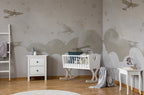 Vintage Airplane Wallpaper : Clouds and Stars Nursery Mural