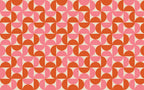 Retro Geometric Wallpaper : Pink and Orange Quarter Circle Pattern Mural - flat design