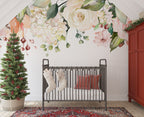 Hanging Rose Wallpaper : Watercolor Floral Border Mural - View 5