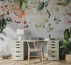 Hanging Rose Wallpaper : Watercolor Floral Border Mural - View 3