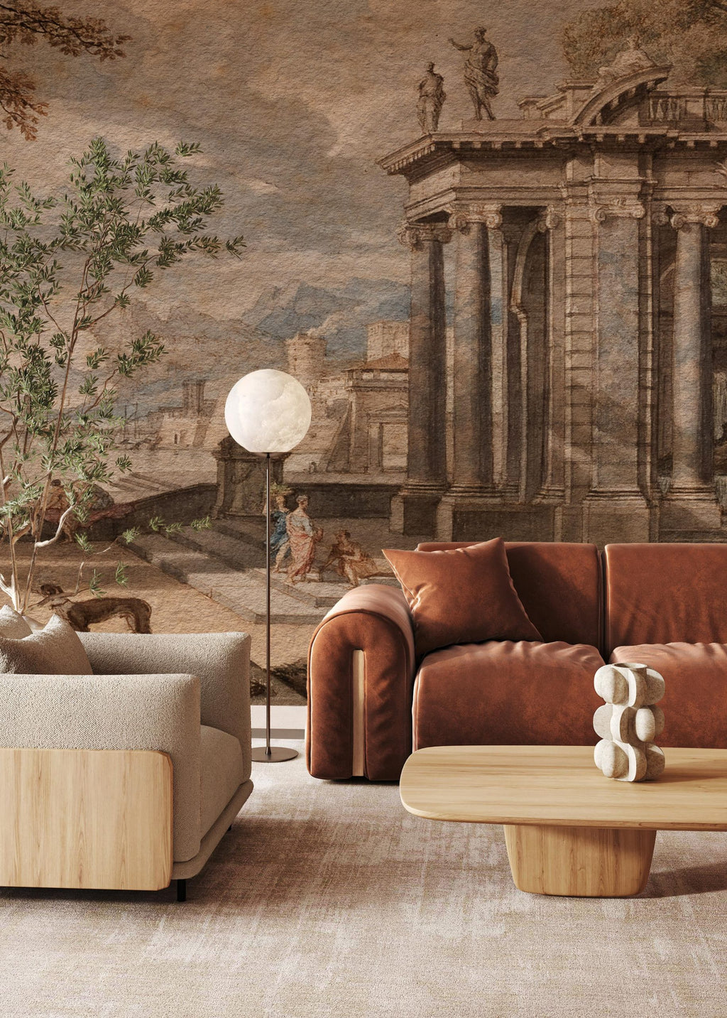 Ancient Rome Harbour Wallpaper : Classical Landscape Painting Mural - View 2