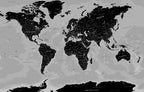 Black World Map Wallpaper : Detailed Grey Atlas Mural - flat design