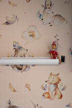 Watercolor Forest Animals Wallpaper : Bear, Fox and Owl Nursery Pattern Mural - View 3