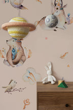 Watercolor Forest Animals Wallpaper : Bear, Fox and Owl Nursery Pattern Mural - View 5