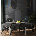 Grey Arch Geometric Wallpaper : Gold Line Concrete Mural