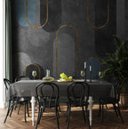 Grey Arch Geometric Wallpaper : Gold Line Concrete Mural