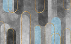 Grey Arch Geometric Wallpaper : Gold Line Concrete Mural - flat design