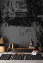 Black and White Graffiti Wallpaper : Abstract Brush Stroke Mural - View 2