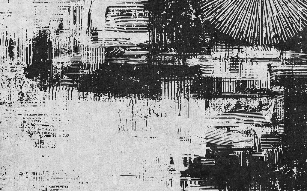 Black and White Graffiti Wallpaper : Abstract Brush Stroke Mural - flat design