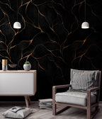 Black Gold Vein Wallpaper : Kintsugi Crack Mural - View 4