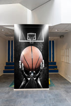 Basketball Wallpaper : Hands Holding Ball under the Hoop Mural - View 3