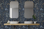 Navy Wildflower Wallpaper : Delicate Botanical Pattern Mural - View 3