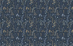 Navy Wildflower Wallpaper : Delicate Botanical Pattern Mural - flat design
